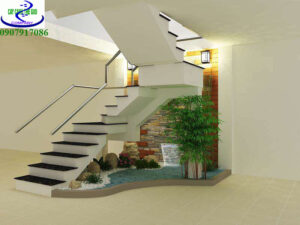 mẫu thiết kế bể cá dưới gầm cầu thang
