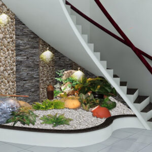 Tiểu cảnh gầm cầu thang đơn giản