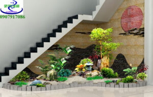 Tiểu cảnh gầm cầu thang đơn giản