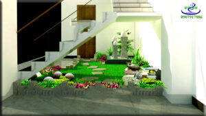 Tiểu cảnh gầm cầu thang đơn giản