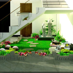 Tiểu cảnh gầm cầu thang đơn giản